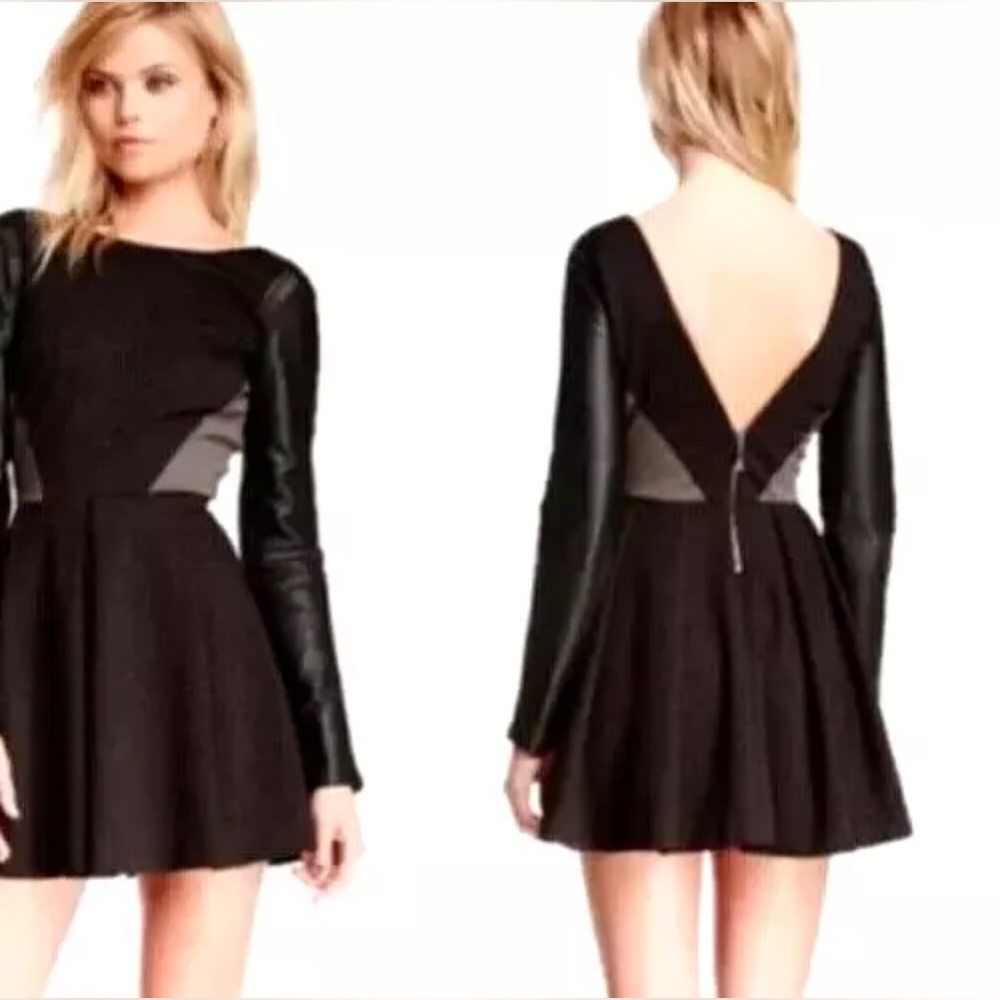 STELLA & JAMIE Rio Dress Leather Sleeves Rock & Roll Vibe 
Black Size Medium